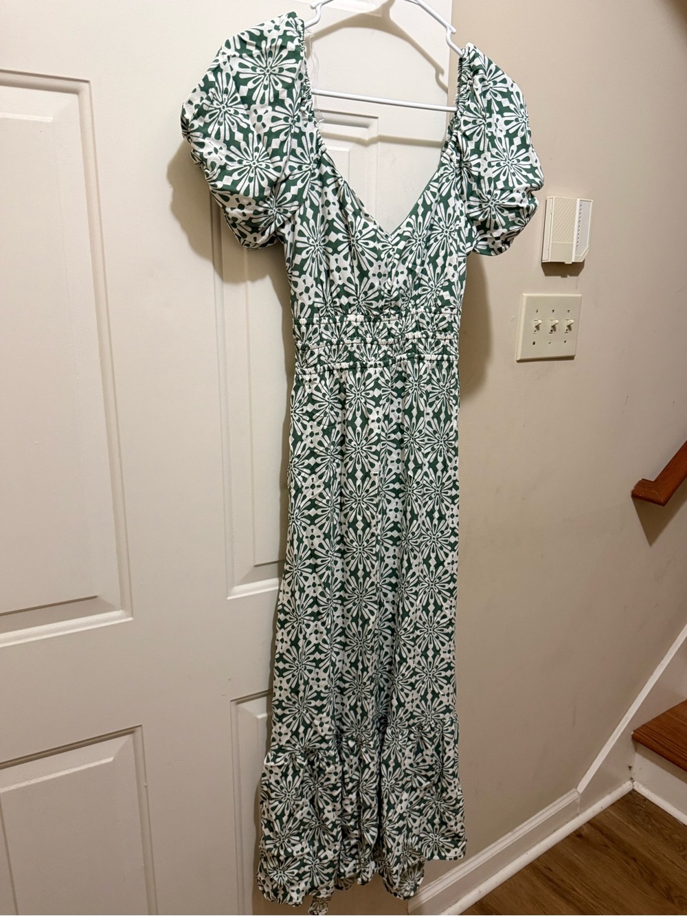 As U Wish Green and White Floral V-Neck Maxi Dress